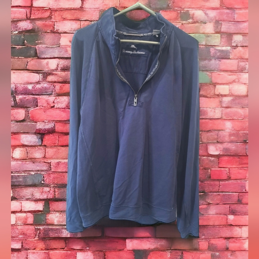 Tommy Bahama Blue Quarter Zip Pullover, XL